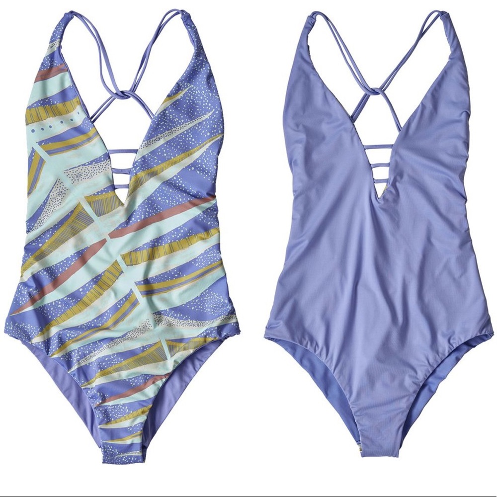 Patagonia Swimsuit XS One Piece Boho Printed Reversible NWT Eco Purple